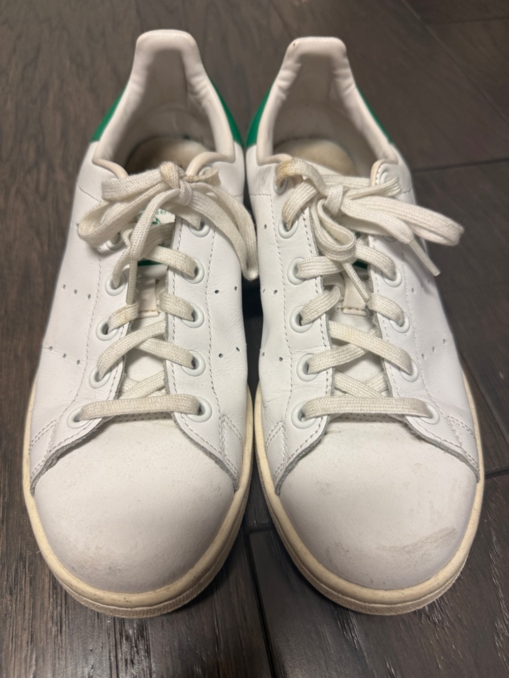 adidas White Leather Sneakers with Green Heel Tab